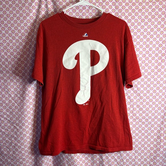 Majestic Other - Philadelphia Phillies‎ Majestic T-Shirt Red Size L MLB Logo Tee